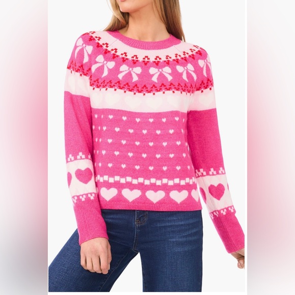 CeCe Sweaters - NWT CeCe Sweater Valentine's Day women's Medium Bows and Hearts